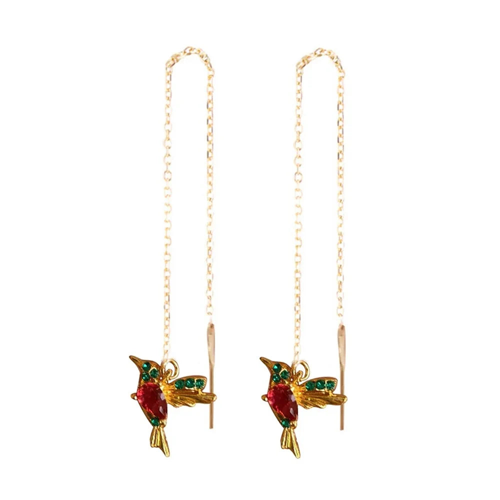 Radiant Hummingbird Drop Earrings