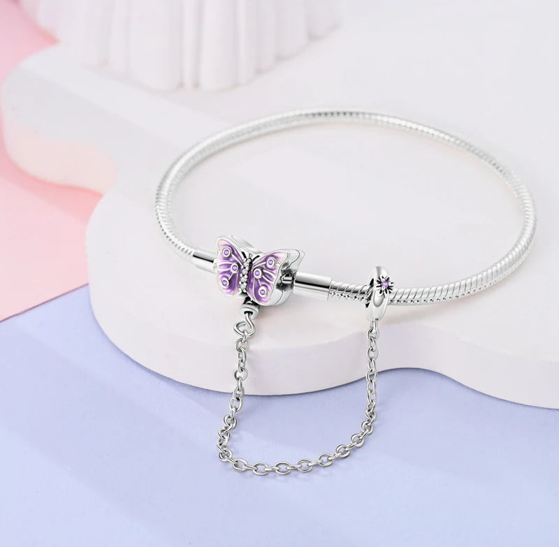 Violet Butterfly Charm Bracelet