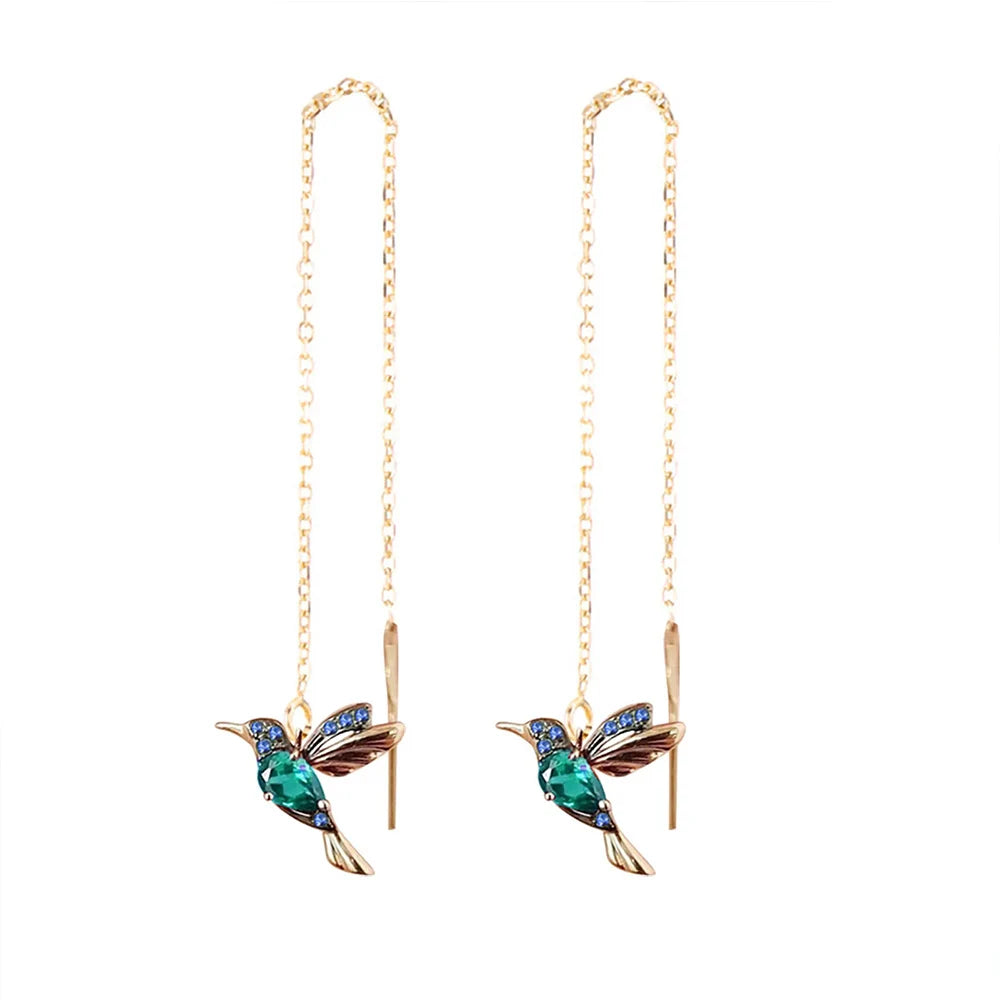 Radiant Hummingbird Drop Earrings